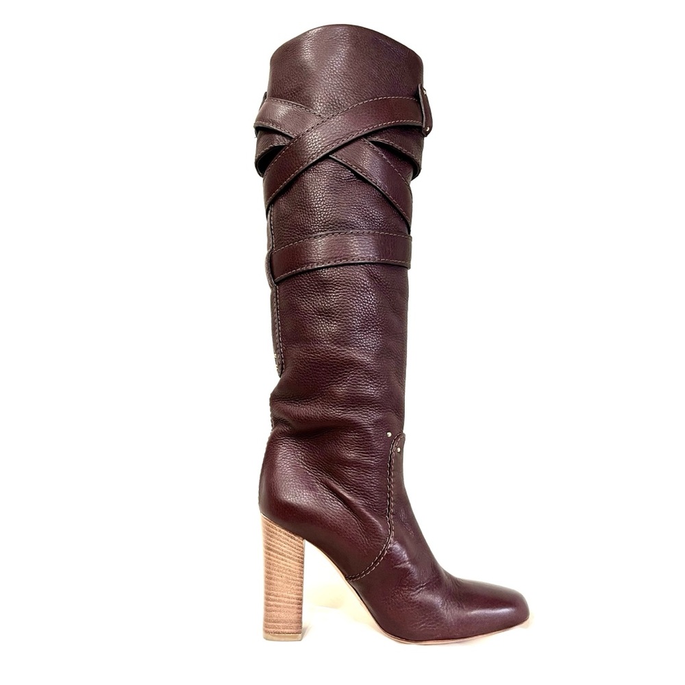 Chloé Wrap-Strap Leather Knee Boots — 38.5 — Rare Archival Style - Picture 2 of 7